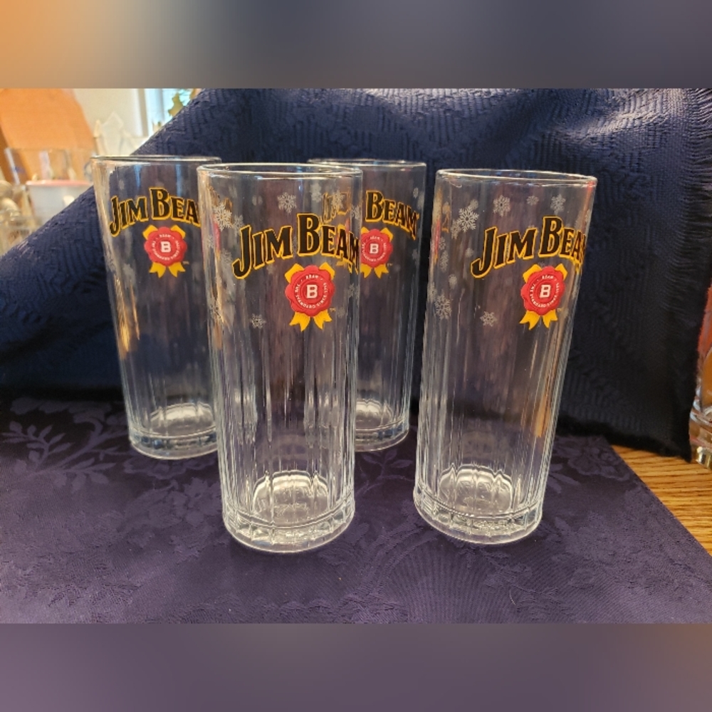New Set of 7 JIM BEAM  SNOWFLAKES HIGHBALL GLASSES - Picture 2 of 12